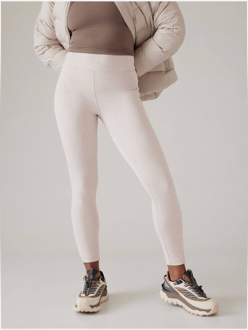 Athleta Delancey Skyline Tight Cream Braiden Texture Sz L